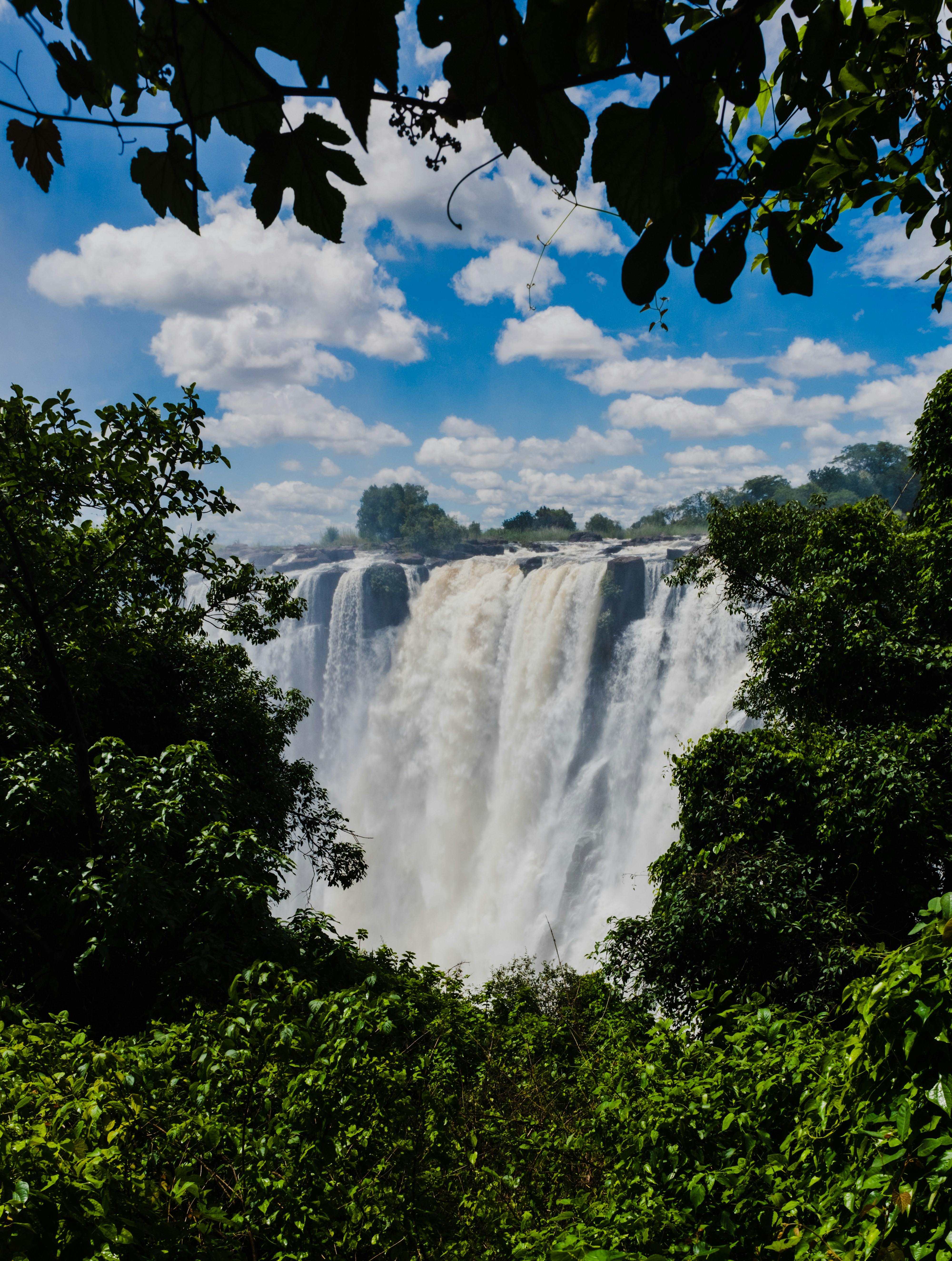 Victoria Falls framed by rainforest from Livingstone